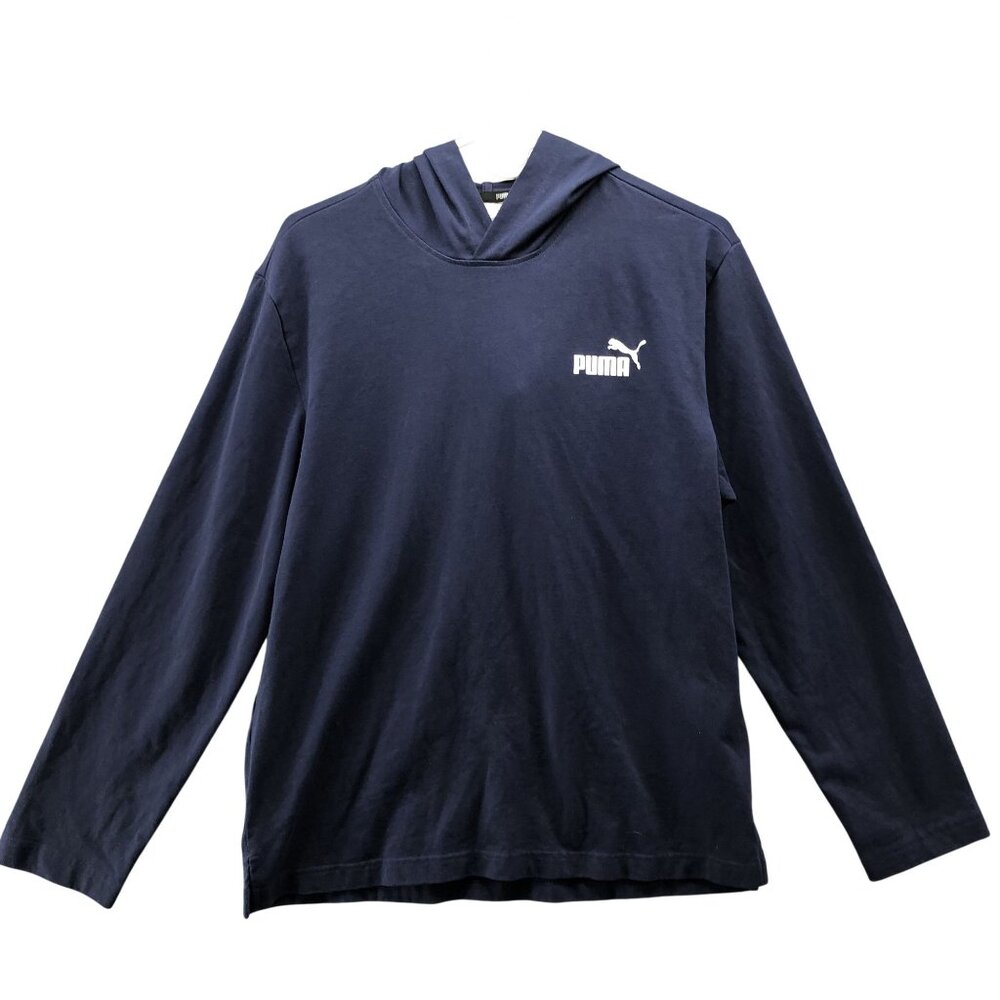 Puma Hooded Long Sleeve T Shirt Mens‎ M Blue Pullover Cotton Hoodie